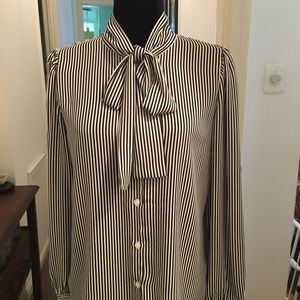 Striped blouse with bow tie front